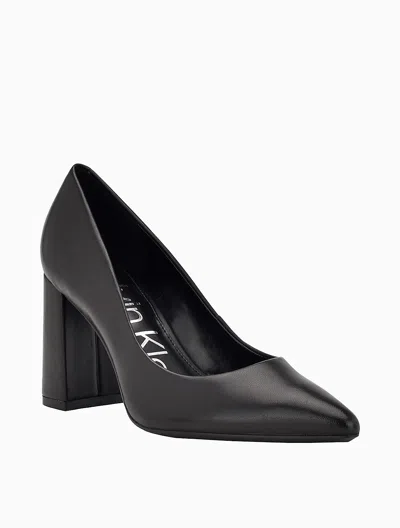 Calvin Klein Jasmine Womens Leather Pointed Toe Pumps In Black