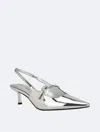 Calvin Klein Kallien Slingback Pointed Toe Kitten Heel Pump In Silver