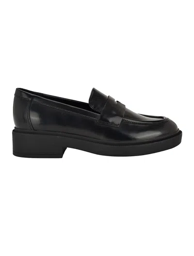 Calvin Klein Women's Otinya Almond Toe Penny Loafers In Black