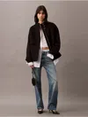 Calvin Klein Women's Wool Blend Bomber Jacket In Black Beauty