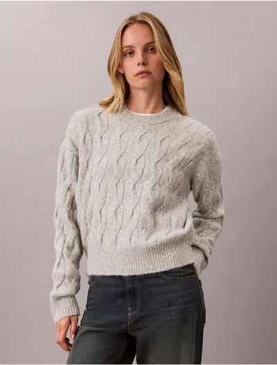 Calvin Klein Women's Wool Blend Cable Knit Sweater In Gray