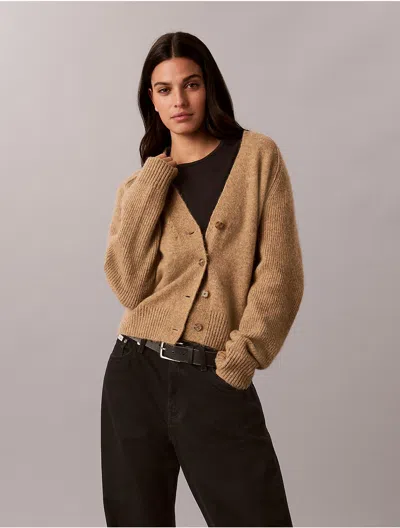 Calvin Klein Women's Wool Blend Cardigan In Brown