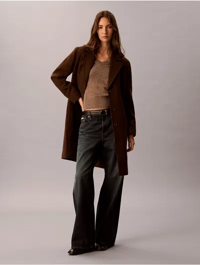 Calvin Klein Women's Wool Blend Tailored Coat In Brown