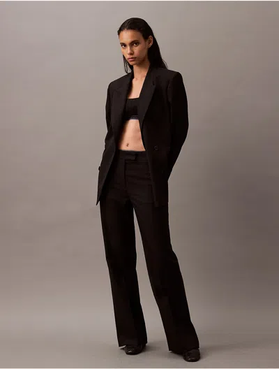 Calvin Klein Women's Wool Gabardine Blend Flared Pants In Black Beauty