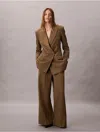 Calvin Klein Women's Wool Gabardine Wide Leg Trouser In Green