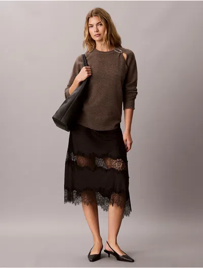 Calvin Klein Women's Wool Ring Hardware Sweater In Brown