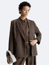 Calvin Klein Women's Wool Twill Blazer In Brown Kelp