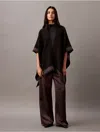Calvin Klein Women's Wool Woven Shawl In Black