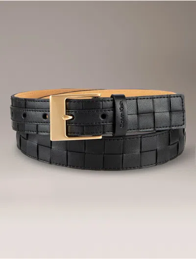 Calvin Klein Women's Woven Leather Belt In Black