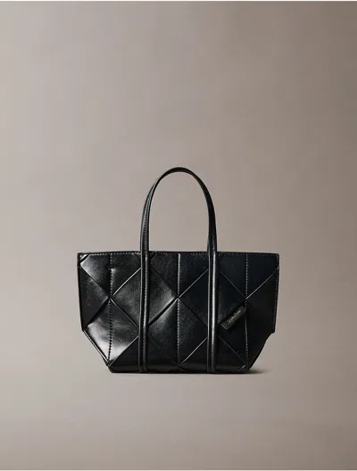 Calvin Klein Women's Woven Mini Tote Crossbody Bag In Black