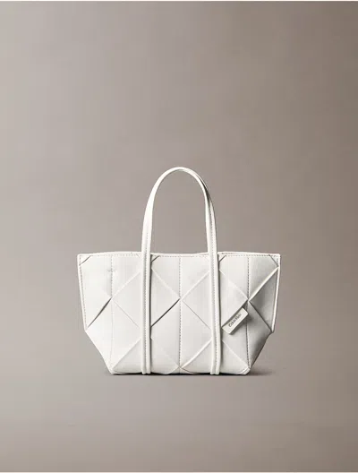 Calvin Klein Women's Woven Mini Tote Crossbody Bag In White