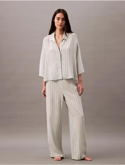 Calvin Klein Women's Woven Viscose Sleep Pants In Judd Light Stripe Sky Grey