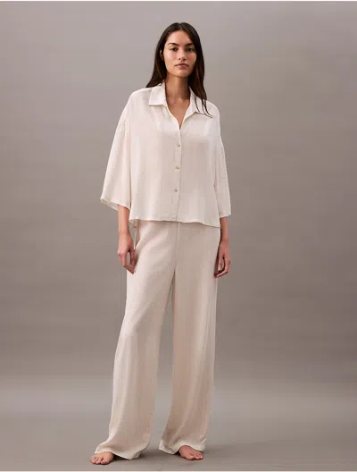 Calvin Klein Women's Woven Viscose Sleep Pants In Textured Stripe Pelican