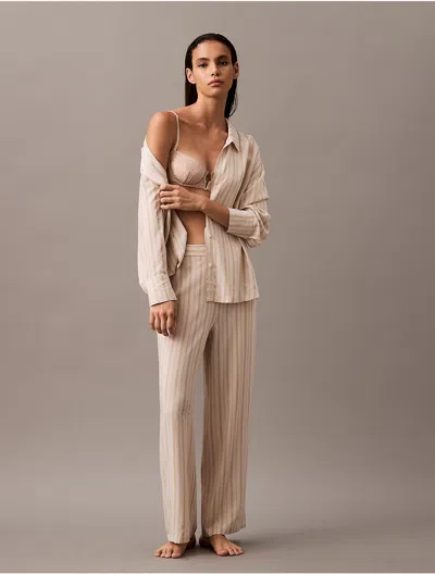 Calvin Klein Women's Woven Viscose Sleep Pants In White Sand