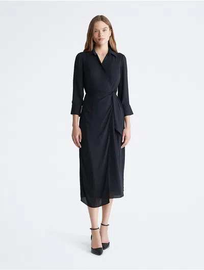 Calvin Klein Women's Wrap Maxi Dress In Black