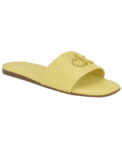 Calvin Klein Women's Yancie Slip-on Flat Casual Sandals In Yellow