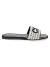 Calvin Klein Yides Womens Logo Textured Slide Sandals In Black