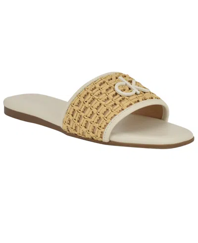 Calvin Klein Women's Yolla Single Band Flat Slip-on Sandals In Light Natural,beige