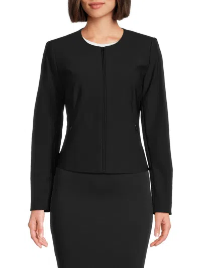Calvin Klein Women's Zip Front Jacket In Black
