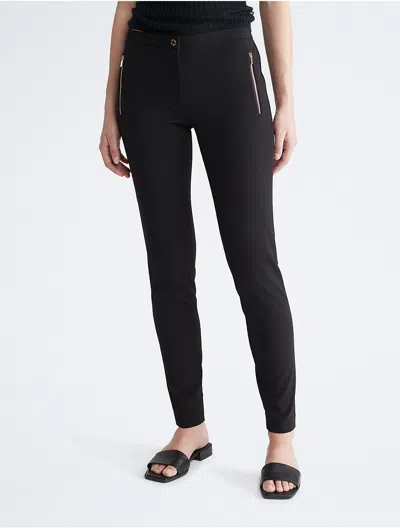 Calvin Klein Women's Zip Pocket Slim Fit Pants In Black