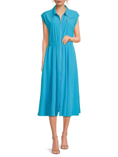Calvin Klein Women's Zip Up Midi Dress In Carribean