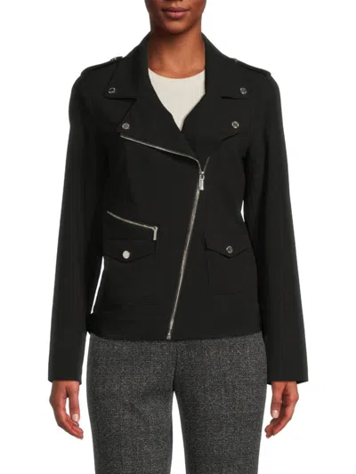Calvin Klein Women's Zip Up Moto Jacket In Black