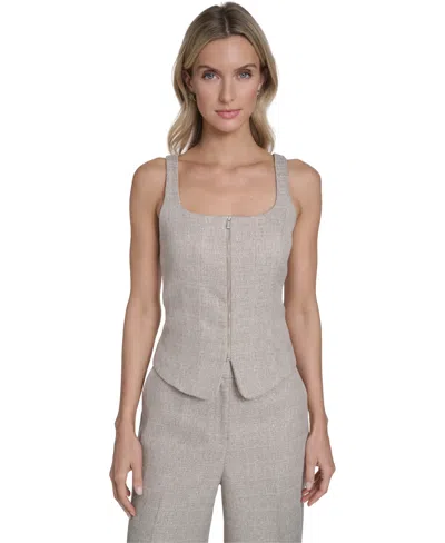 Calvin Klein Women's Zip-front Novelty Vest In Gray