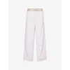 Calvin Klein Womens 19471 Stripe+classic Wht Logo-waistband Cotton-poplin Pyjama Bottoms In White