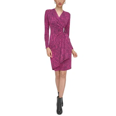 Calvin Klein Womens Above Knee Gathered Mini Dress In Purple