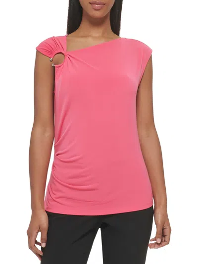 Calvin Klein Womens Asymmetric Embellished Blouse In Pink
