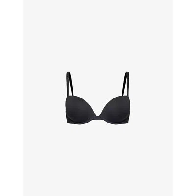 Calvin Klein Womens Attraction Push-up Stretch-woven Plunge Bra Black In Speakeasy