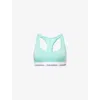 Calvin Klein Womens Beau Blue Icon Branded Stretch-cotton Blend Bralette Xs