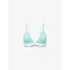 Calvin Klein Womens Beau Blue Icon Triangle Stretch-cotton Blend Bra In Green