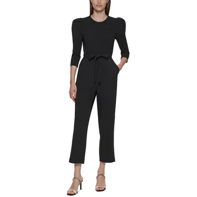 Calvin Klein Womens Belted Puff Sleeve Jumpsuit In Black