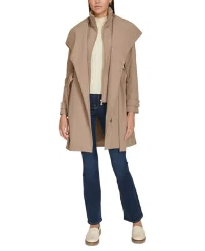 Calvin Klein Womens Belted Wrap Coat P Xxs Xxl In Black