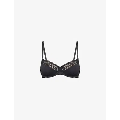 Calvin Klein Womens  Attraction Lace-trim Stretch-woven Bra In Black
