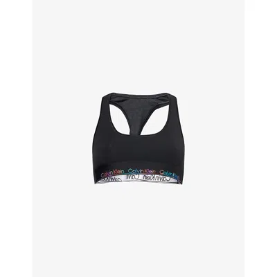 Calvin Klein Womens Icon Pride Scoop-neck Stretch-jersey Bralette Black Xl
