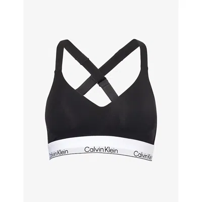 Calvin Klein Womens Black Icon Stitch-free Stretch-cotton Blend Bra Xs