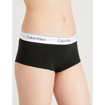 Calvin Klein Modern Cotton Jersey Boy Shorts In Black