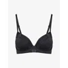 Calvin Klein Womens Black Perfectly Fit Lace Stretch-woven Push-up Bra In Black