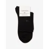 Calvin Klein Womens Roll-top Brand-text Pack Of Two Cotton-blend Knitted Socks Black Eur 39-42/6-9 Uk In Black