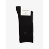 Calvin Klein Womens  Rolltop Stretch-cotton Socks Pack Of Th In Black