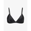 Calvin Klein Satin Signature Triangle Bra In Black