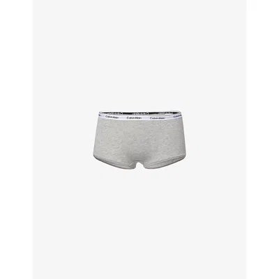 Calvin Klein Womens  Icon Logo Pack Of Three Stretch-cotton Boy Shorts In Black/white/grey Heather