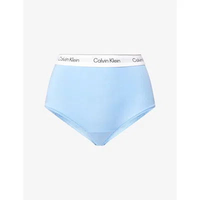 Calvin Klein Womens Blue Descent Icon Cotton And Modal-blend Boy Shorts