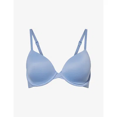 Calvin Klein Womens Blue Tulip Perfectly Fit Lightly Lined Stretch-woven Bra