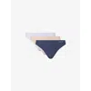 Calvin Klein Womens  Invisibles Pack Of Three Jersey Thongs In Blue
