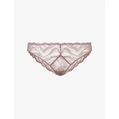 Calvin Klein Womens Botanical Brown Sensual Stretch Lace Bikini Briefs