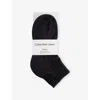 Calvin Klein Womens Black Branded Pack Of Two Cotton-blend Ankle Socks Eur 35-38/2-5 Uk