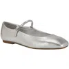 Calvin Klein Womens Buckle Man Made Ballet Flats In Silver